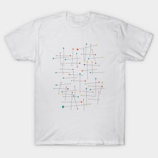 Funky Mid Century Lines And Dots T-Shirt